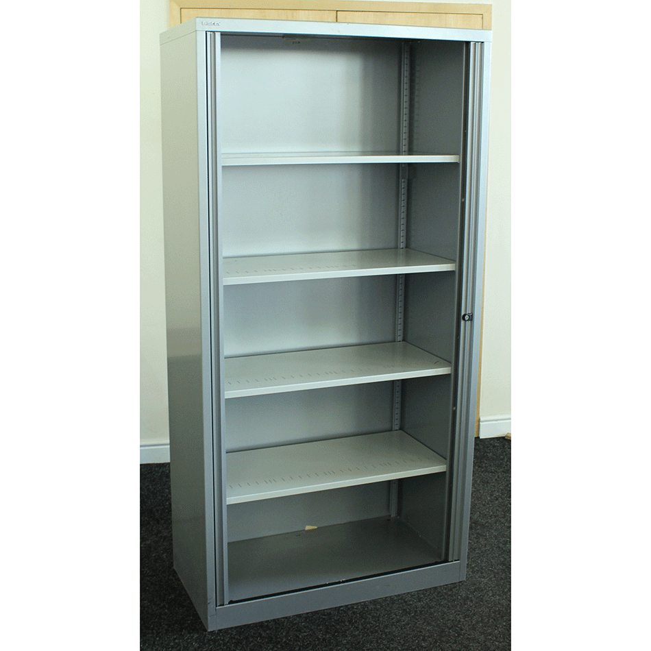 Used 2m Tall Tambour Cabinet Grey