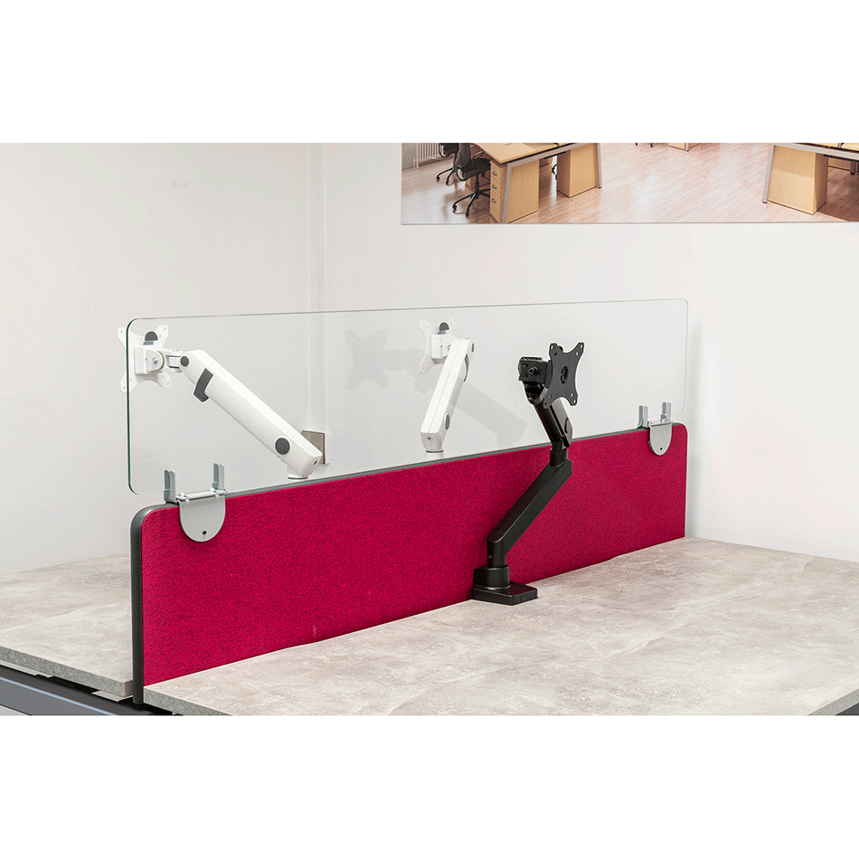 Toughened Glass Desk Mounted Screen Toppers