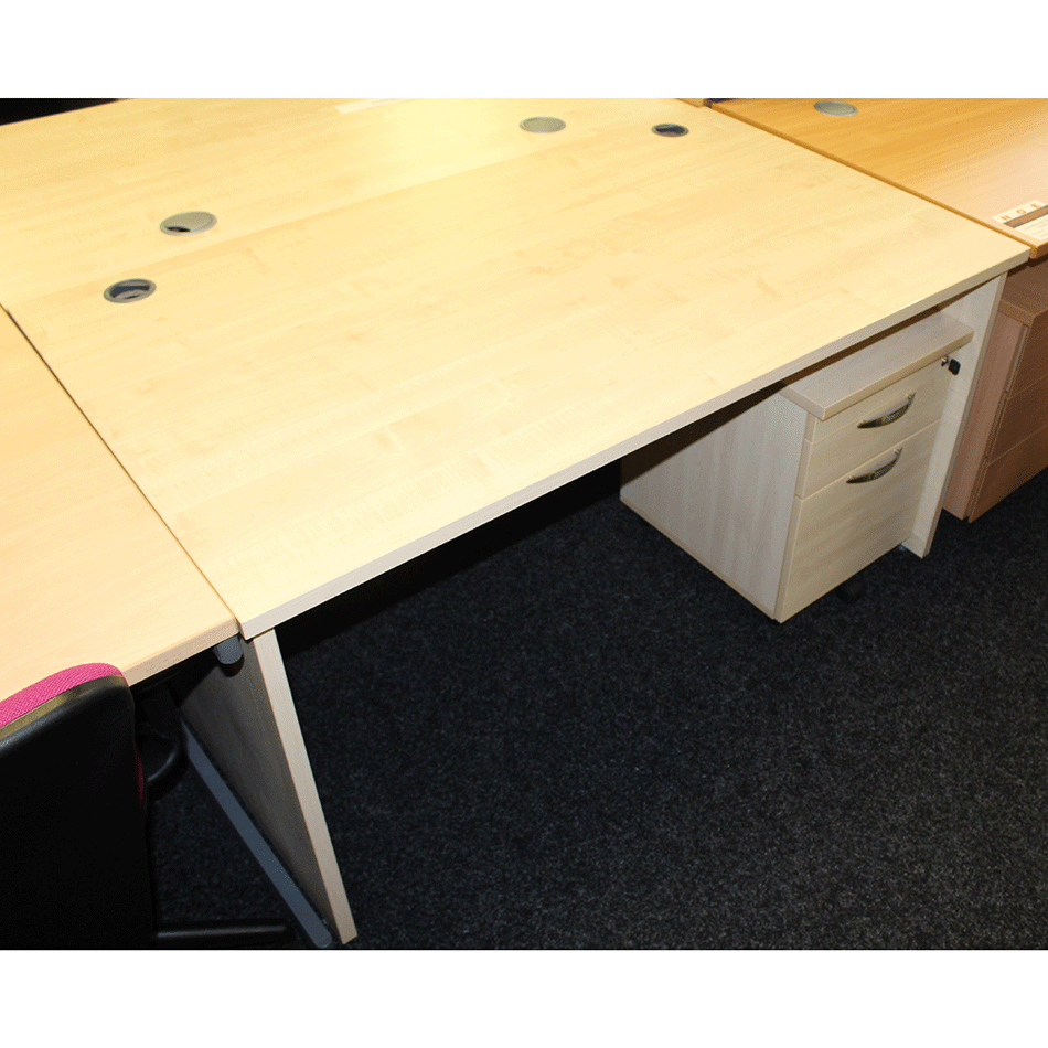 Used 1600 Panel End Desk & Pedestal Maple