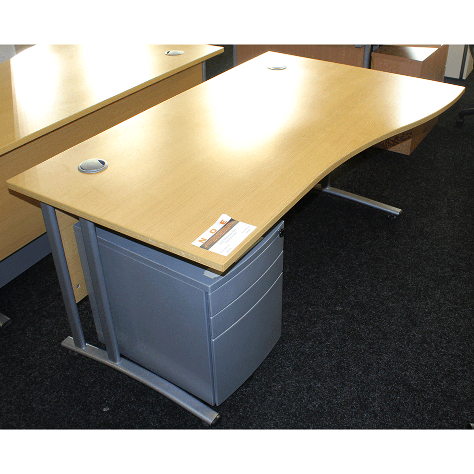 Used 1600 Wave Desk & Mobile Pedestal Oak