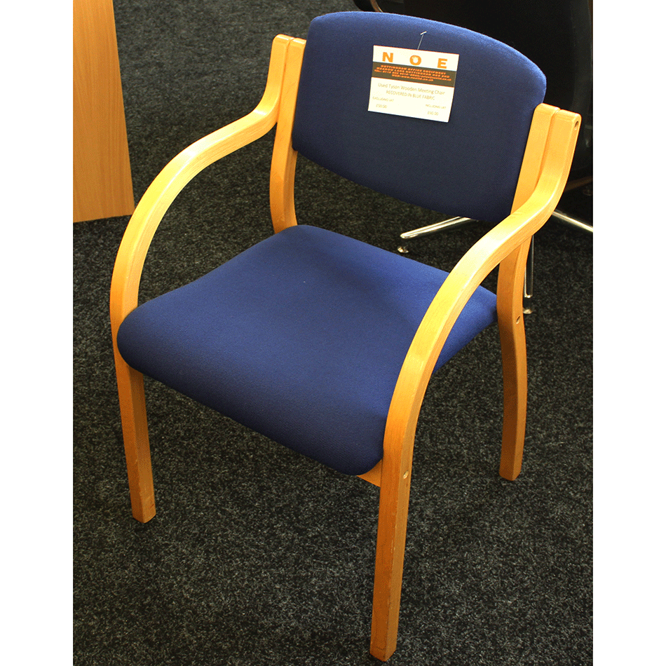 Used Wooden Meeting Chair Blue
