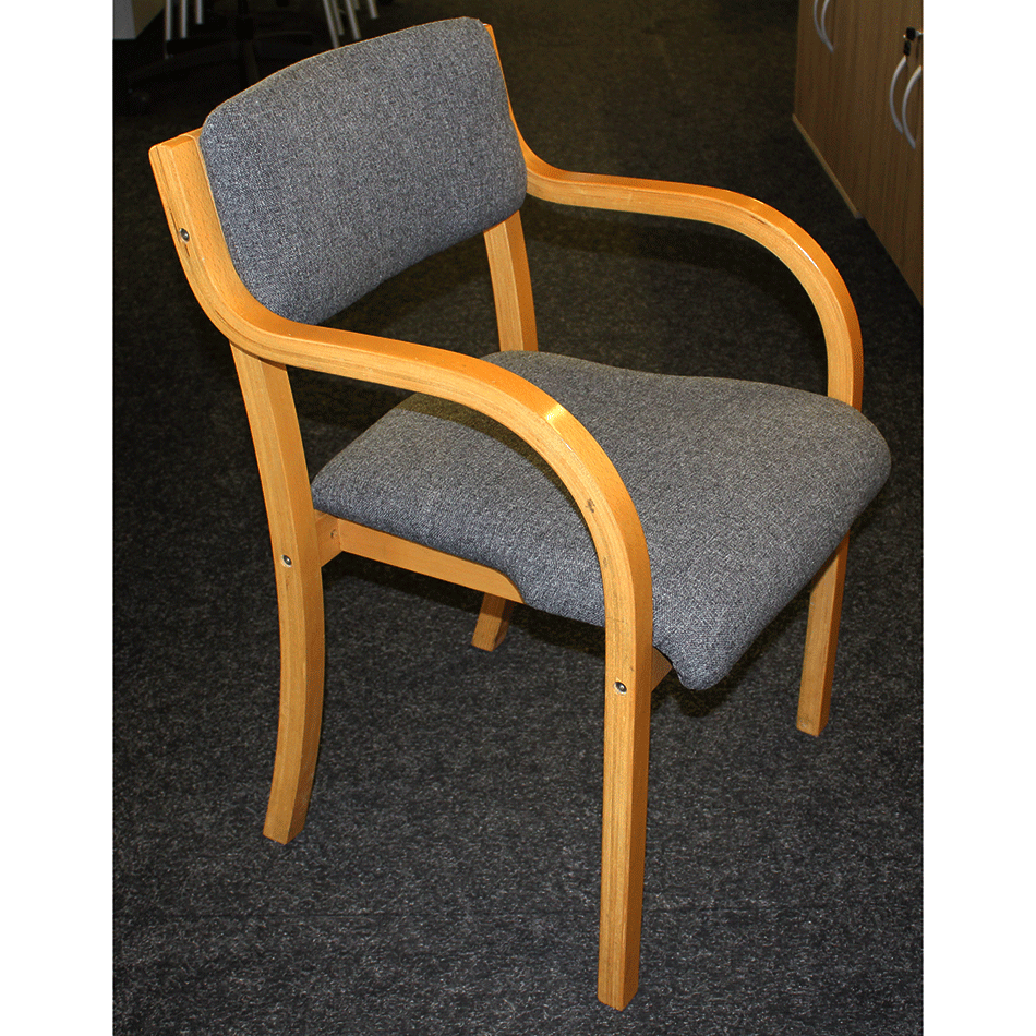 Used Wooden Meeting Chair Grey
