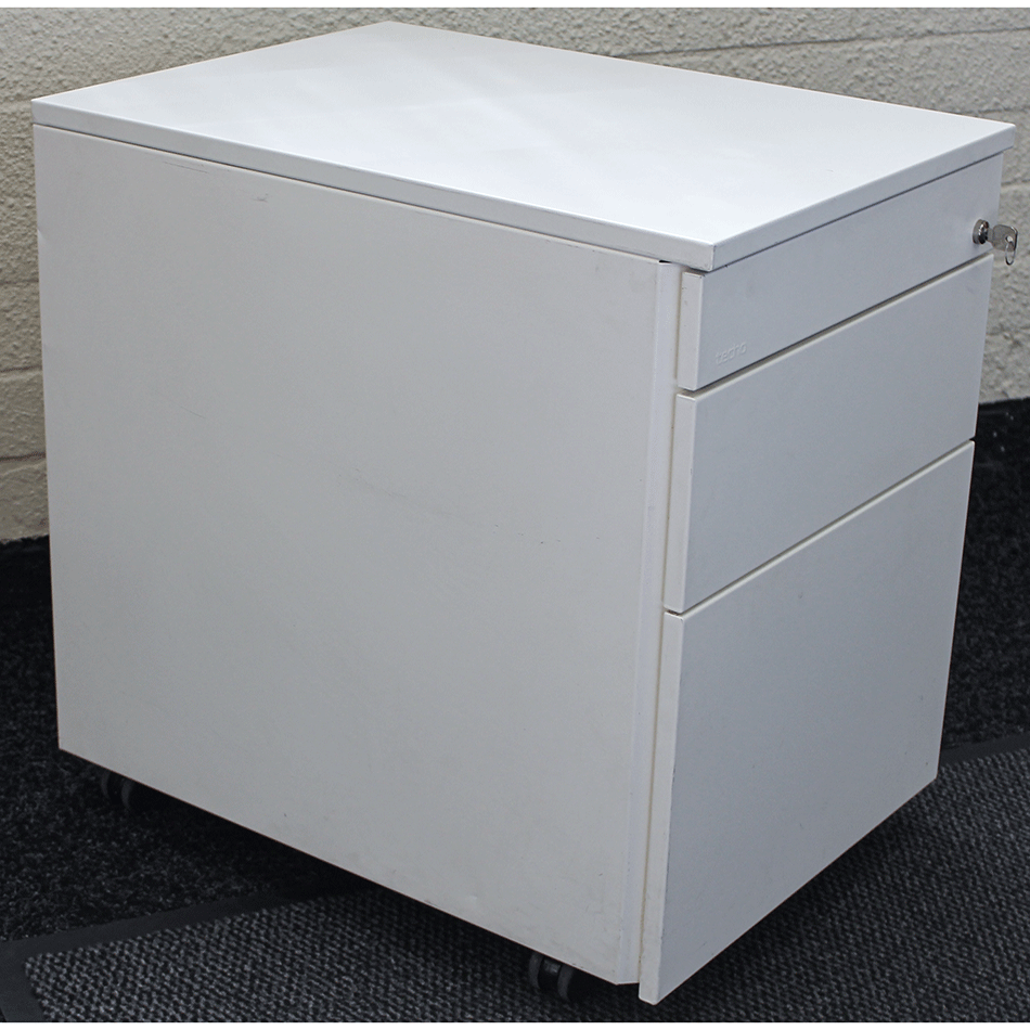 Used 3 Drawer White Metal Mobile Pedestal 46 Available