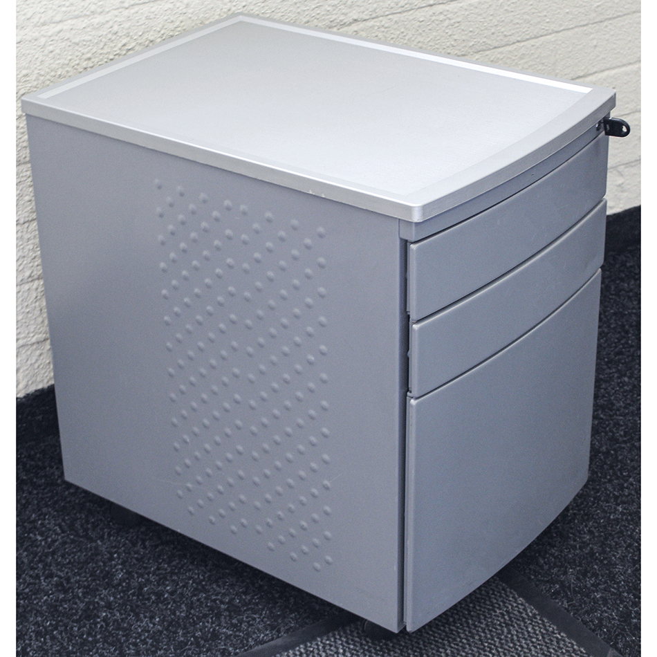 Used 3 Drawer Metal Mobile Pedestal Silver