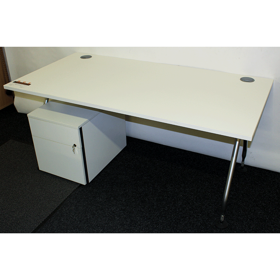 Used 1600 Vitra Ad Hoc Bench Desk & Pedestal White