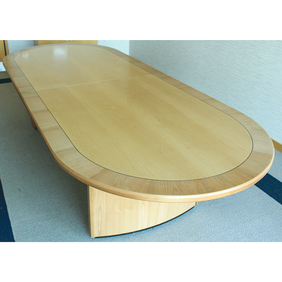 Used 3000 x 1200 D End Boardroom Table Cherry & Maple Veneer